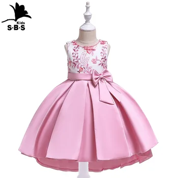 

Girls New Style Birthday Party Dress Girls Tuxedo Hand-beaded Embroidered Flower Princess Bow Dress for 3-10 Years Kids Clothing