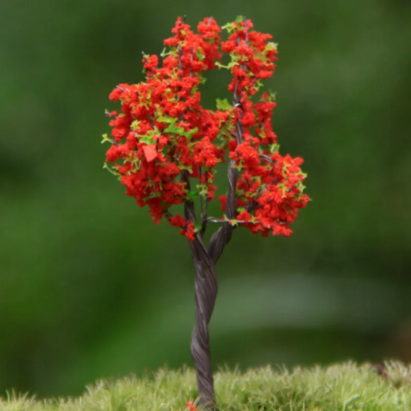 sale3Pcs/ red artificial tree/miniatures/cute plants/fairy garden gnome/moss terrarium decor