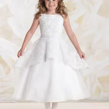 Новое поступление, белое/цвета слоновой кости, платье для причастия, платье с цветочным узором для девочек красивые Бальные платья без рукавов с кружевным орнаментом для свадебной вечеринки