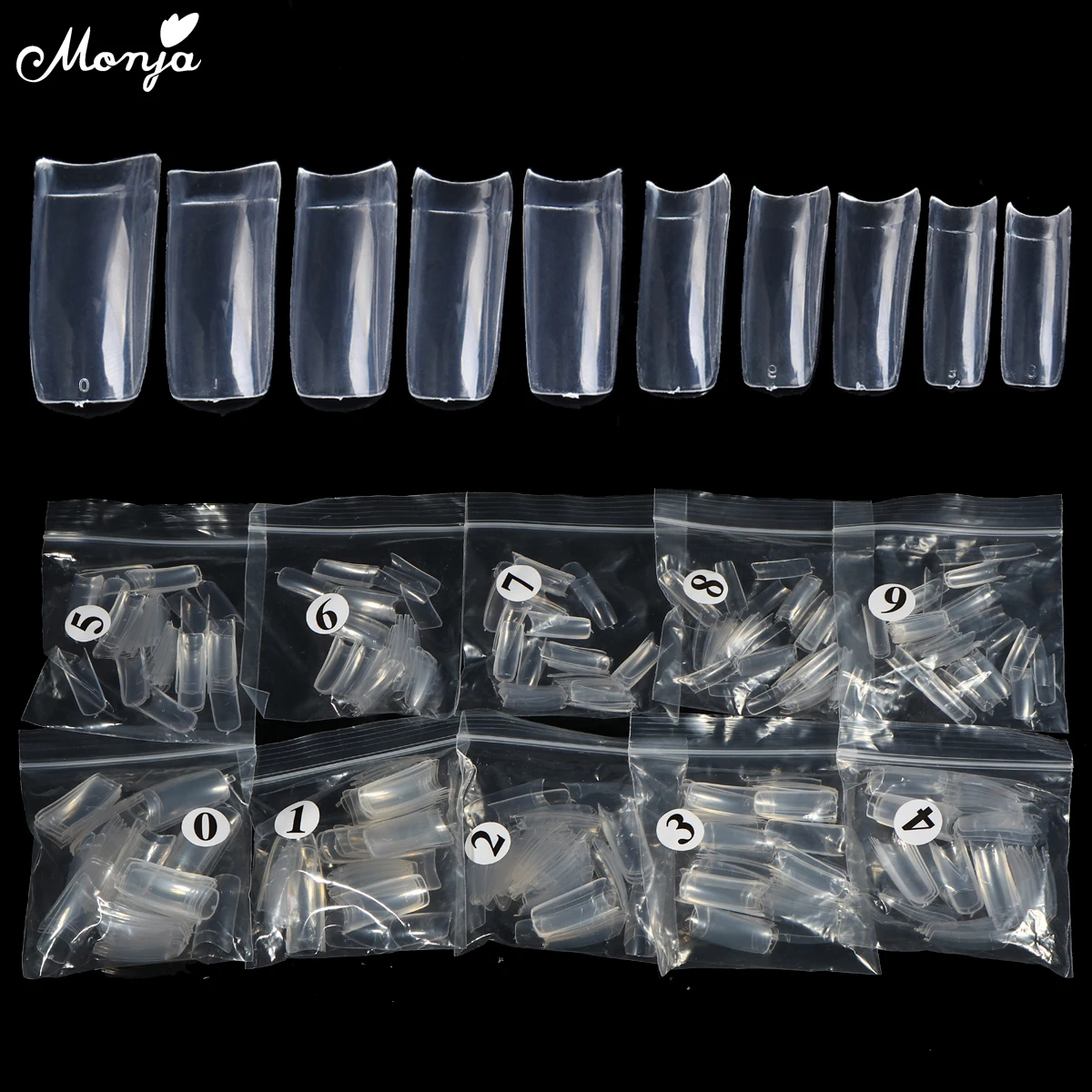 

Monja Jelly Poly Gel 500pcs Nail Art French Acrylic Artificial Natural Transparent False Half Cover Square Tips Decorated