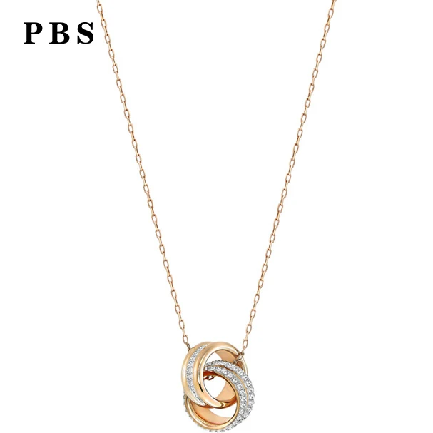

PBS Original Copy High Quality 1:1 Exquisite Three-ring Necklace Plated With Rose Gold Logo Free Wholesale Manufacturers