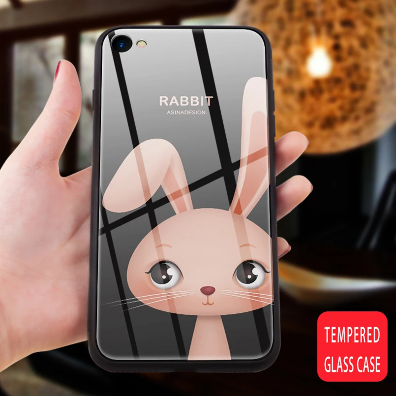 

Luxury Mobile Phone Case For iPhone 7 Case Original Cute Glass Back Cover For iPhone 6 6s 7 8 Plus Xs Max Xr Bumpers Shockproof