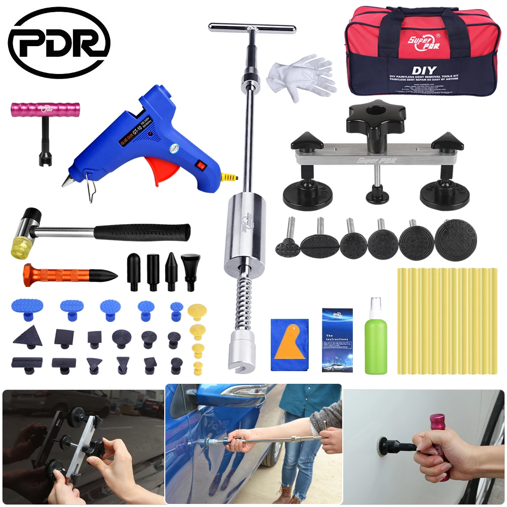 

PDR Kit Auto Dent Repair Tool Pulling Tabs Car Removal Body Repair Kit Slimmer Hammer New Version
