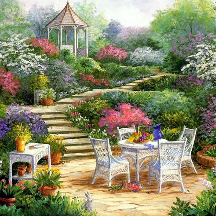

DIY 5D Diamond Painting Garden Pattern Cross Stitch Diamond Embroidery Moden Rhinestones Diamond Mosaic Handmade Crafts