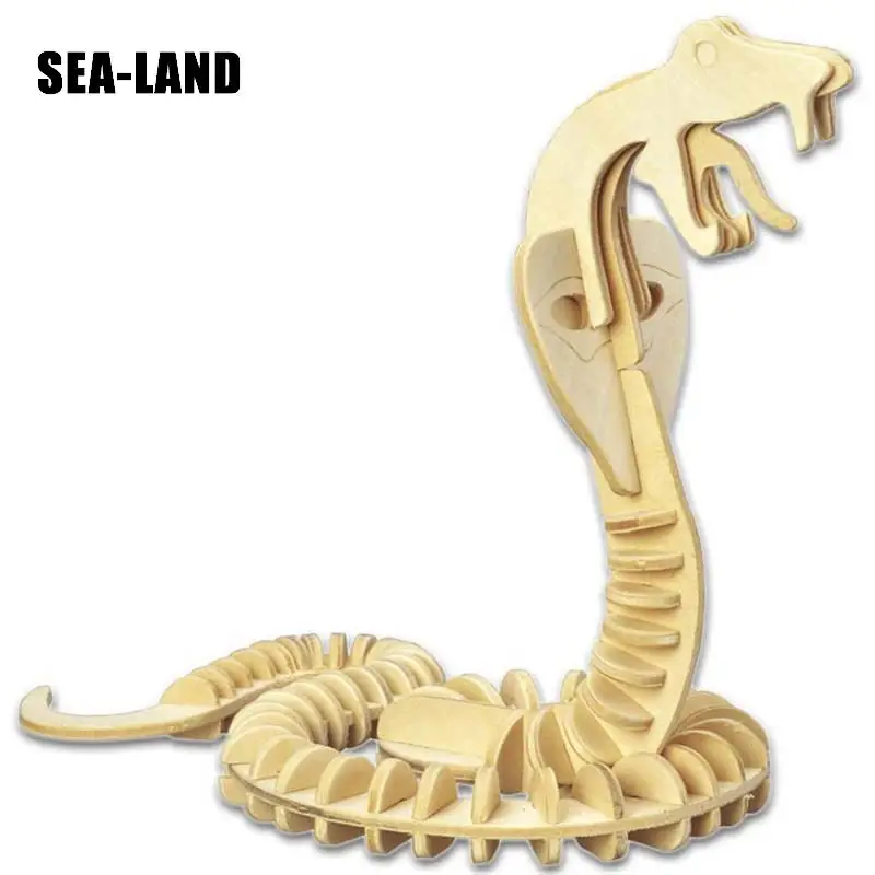 

3D Children Animal Puzzles Alert snake Wooden IQ Puzzle For Kids 3 Years Easy Educational Toy As A Good Hobby Gift For Children