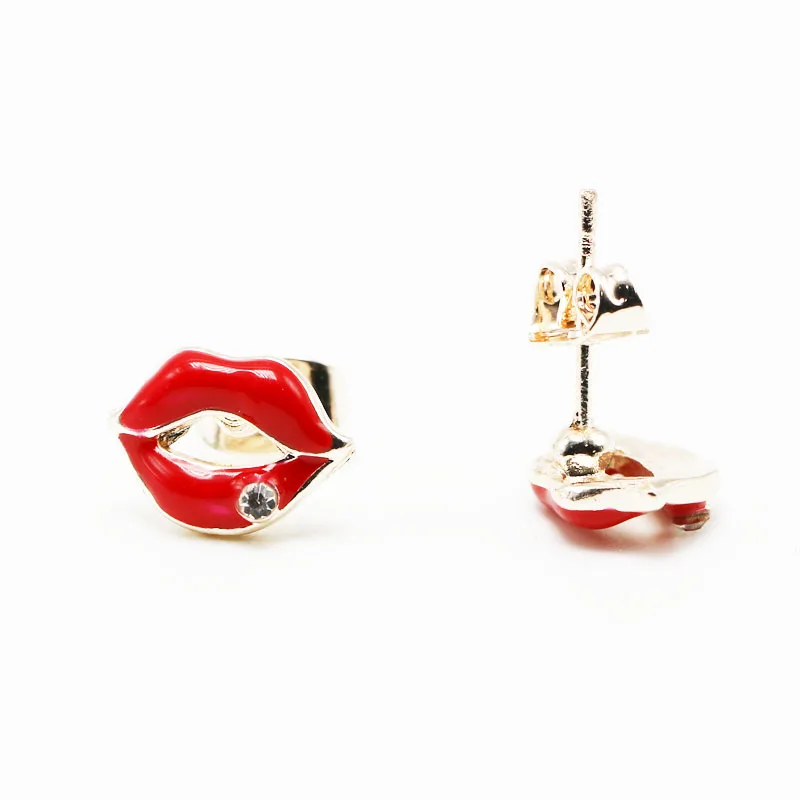 1pair fashion ear studs earrings pendientes ladybug lips icecream cherry watermelon strawberry oil drip red lovely fruite brinco4