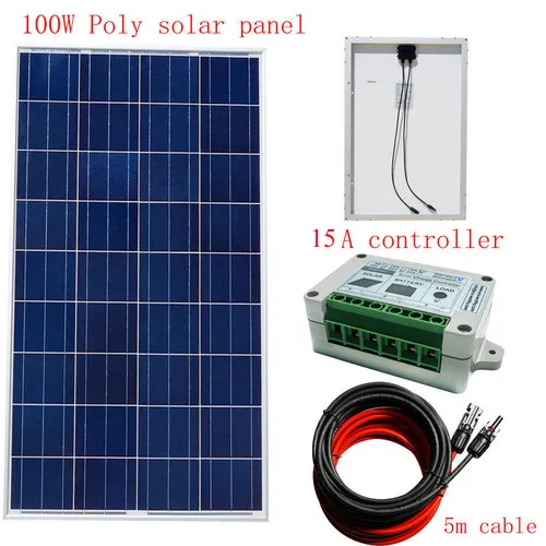 

100W Solar Panel System 12V battery Charge w/ 15A Controller Caravan Boat Home solar energy system solar cell solar panel