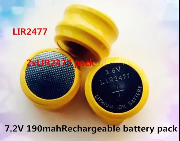 NEW battery LIR2477 7.2V button rechargeable lithium batteries 2x2477 ...