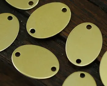 

100 Raw Brass Stamping Tag Connectors, 2 Holes (10x14 mm) brs 385