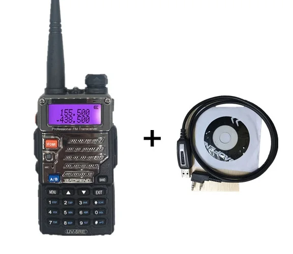 BAOFENG UV-5RE портативная рация радио Amador UHF VHF морская Портативная радиостанция HF трансивер сканер UV 5R Woki Toki - Цвет: add program cable