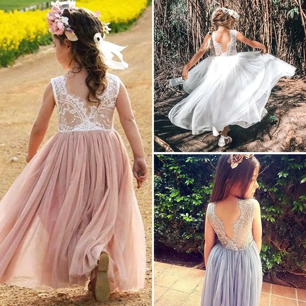 

Pudcoco Girl Dress 1Y-7Y Toddler Kids Baby Girl Flower Dress Lace Tulle Party Bridesmaid Pageant Dresses