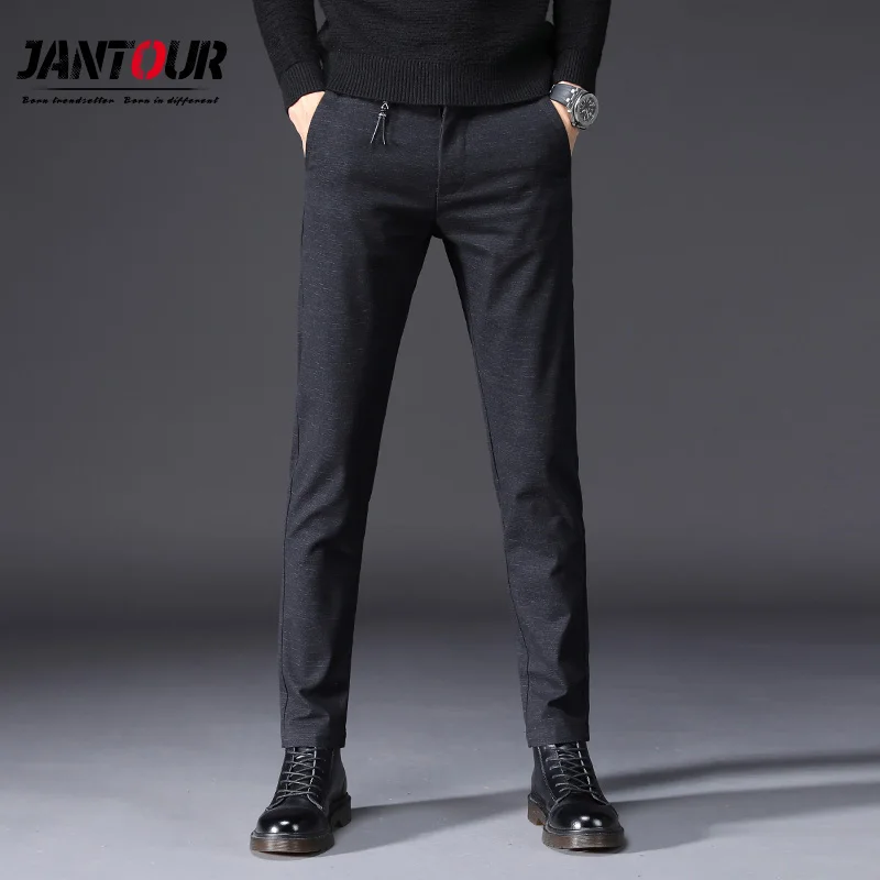 jantour Autumn winter Pants Men thick Commerce Casual Pants Male ...