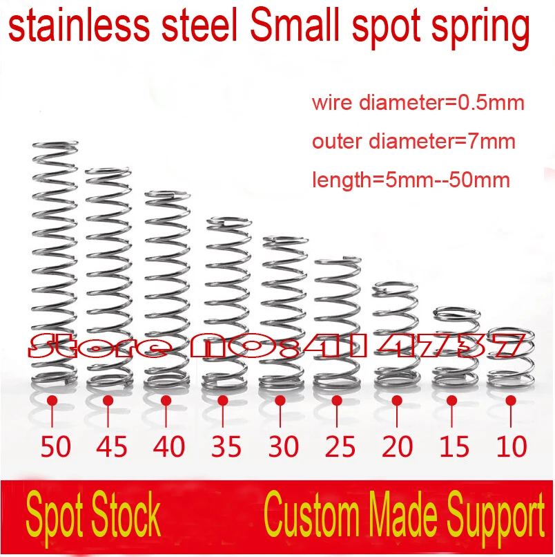 Compression Small Spring 0.6mm Wire Dia 304 Stainless Steel Pressure 5mm-50mm L