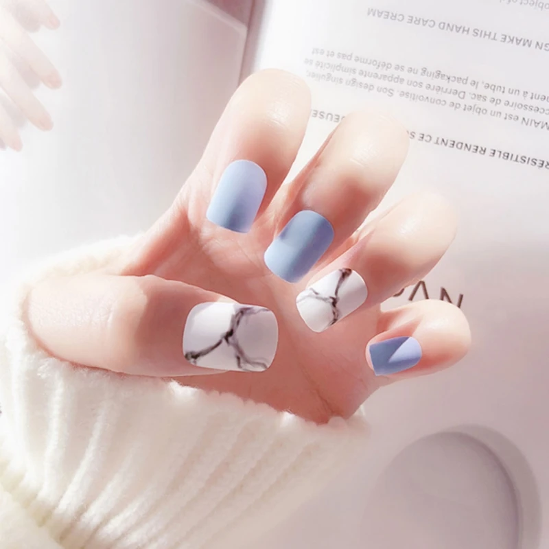 

24Pcs/Set Artificial Short Full Cover False Fake Matte Nails Art Tip DIY MS-09