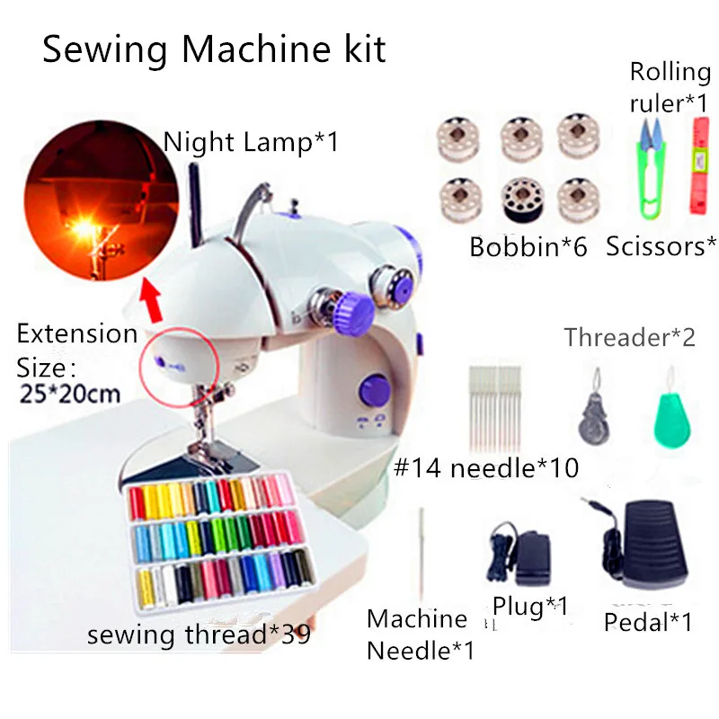 

Electric Sewing machine with extension Mini Multifunction Needle Stitch machines needlework Cordless for Clothes Fabrics sewing