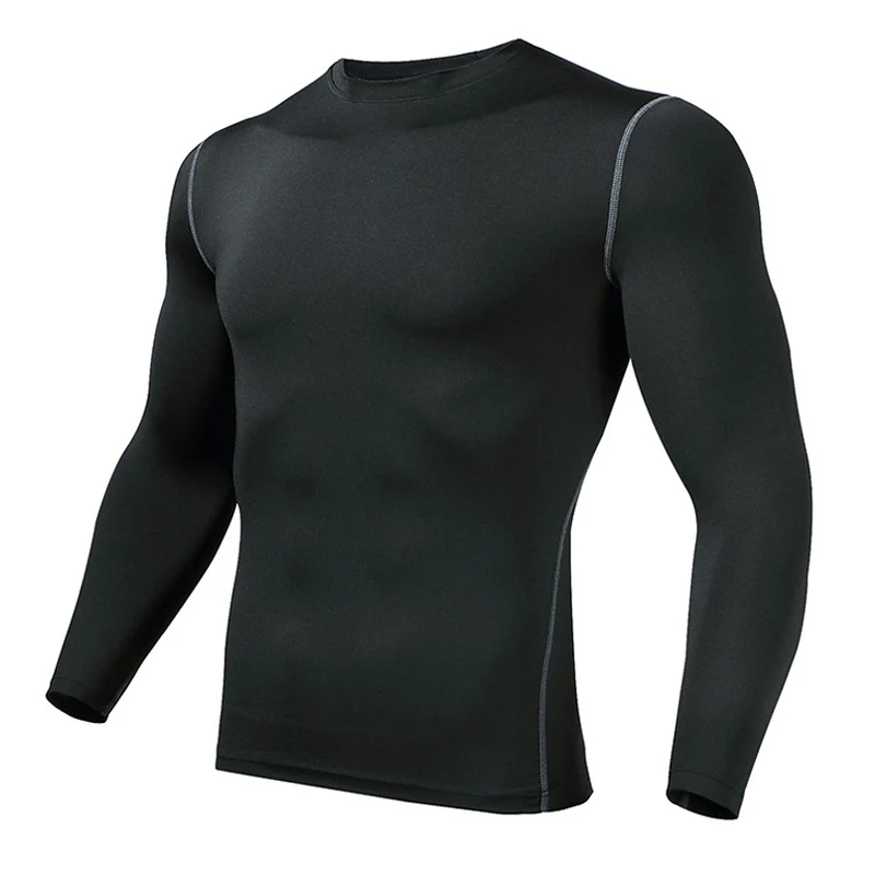 Футболка для бега, Спортивная Мужская футболка для спортзала, Рашгард, мужские тренировочные топы, футболки, быстросохнущая спортивная одежда, верхняя одежда для мужчин, футболка для фитнеса ММА - Цвет: Black-1019