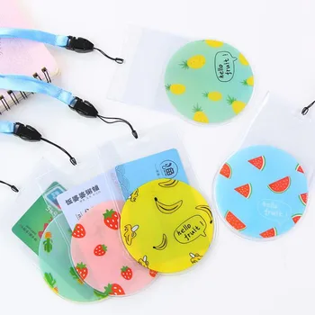 

1 Pcs Hot Kawaii Fruit Flower PP Cards IC ID Card Holder with String for Student Office Supplies Stationery