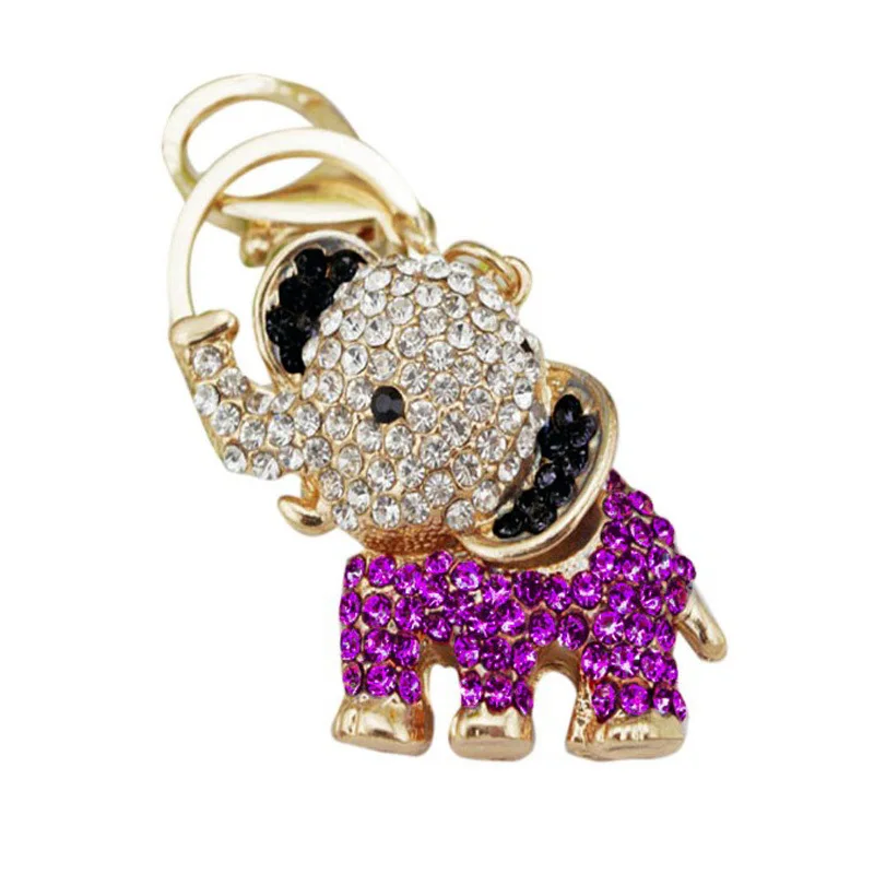 Encantos del bolso lindo amor elefante colgante Rhinestone llavero Charm Metal anillo cubierta Porta Chiavi Cubre Llaves