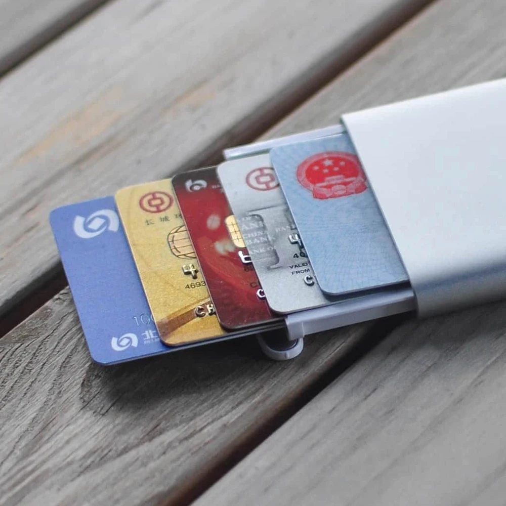 

Weduoduo 2019 New Business Card Holder Automatic Pop Up Card Case Antitheft Credit Card Holder Blocking Rfid Wallet Metal Purse