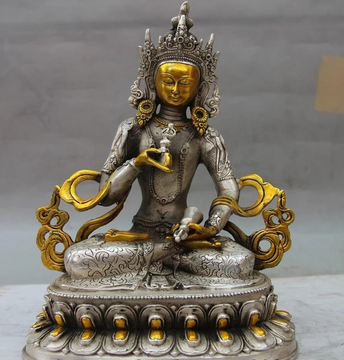 

150624 S2052 Tibet Old White Copper Silver Buddhism Statue Vajrasattva Vajradhara Bodhisattva