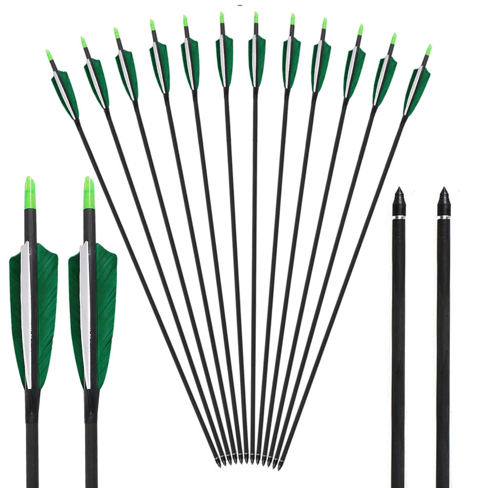 

Toparchery Carbon Arrows Spine 400 for Compound Recurve Bow Hunting Target with Real Turkey Feather nocks for shooting bow