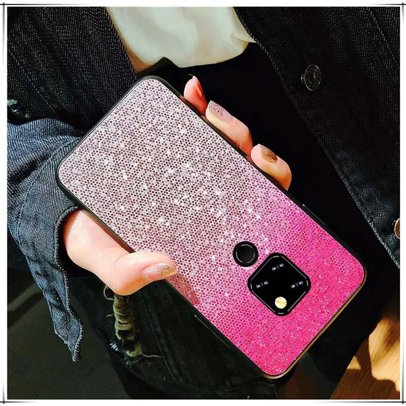 Силиконовый чехол с блестками для Huawei Mate 20 Lite 10 Pro Nova 4 2S 3i P Smart Plus на Honor V10 8C 8X 7X 9 8