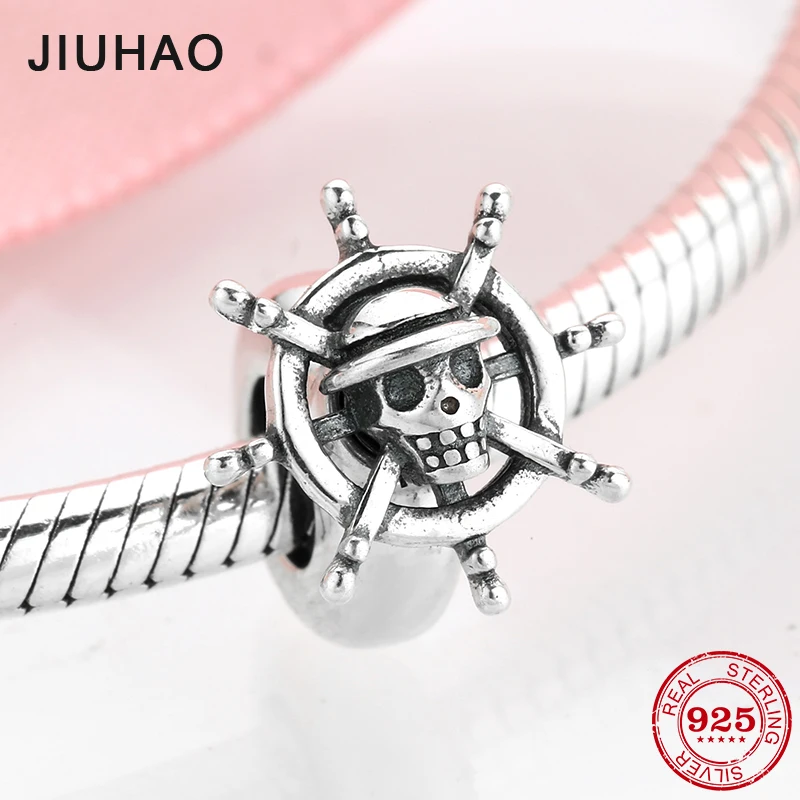 

Hot Sale 925 Sterling Silver Pirate ship rudder Spacer Stopper beads fit Charm Pandora Bracelets Bangles DIY Jewelry making