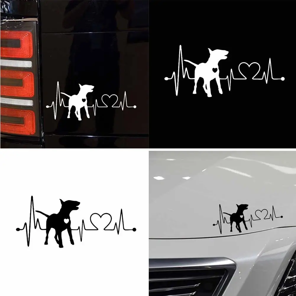 

Bull Terrier Dog Electrocardiogram Car Body Window Decals Sticker Decoration