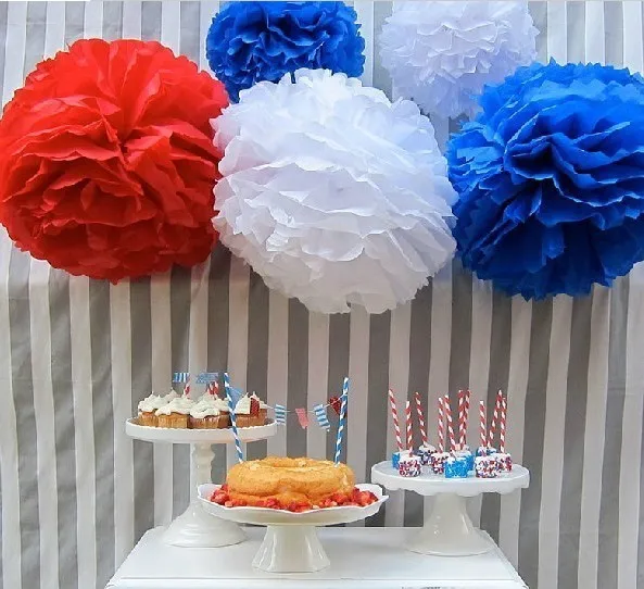 Royal Blue Silver White Baby Shower Birthday Party Decorations Wedding Navy  Blue Tissue Paper Pom Pom Flowers Party DIY Decor - AliExpress