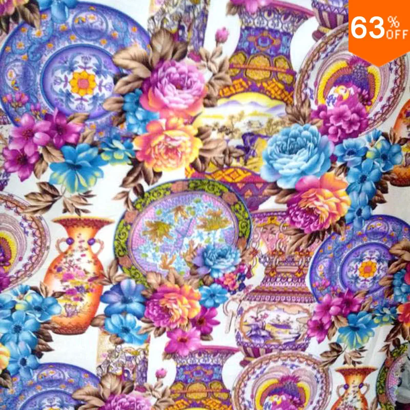 New Arrival Thicker Spandex Printing Hand Draw European comfortable Elastic Dress Fabric Bottle African Design Print fabrics | Дом и сад