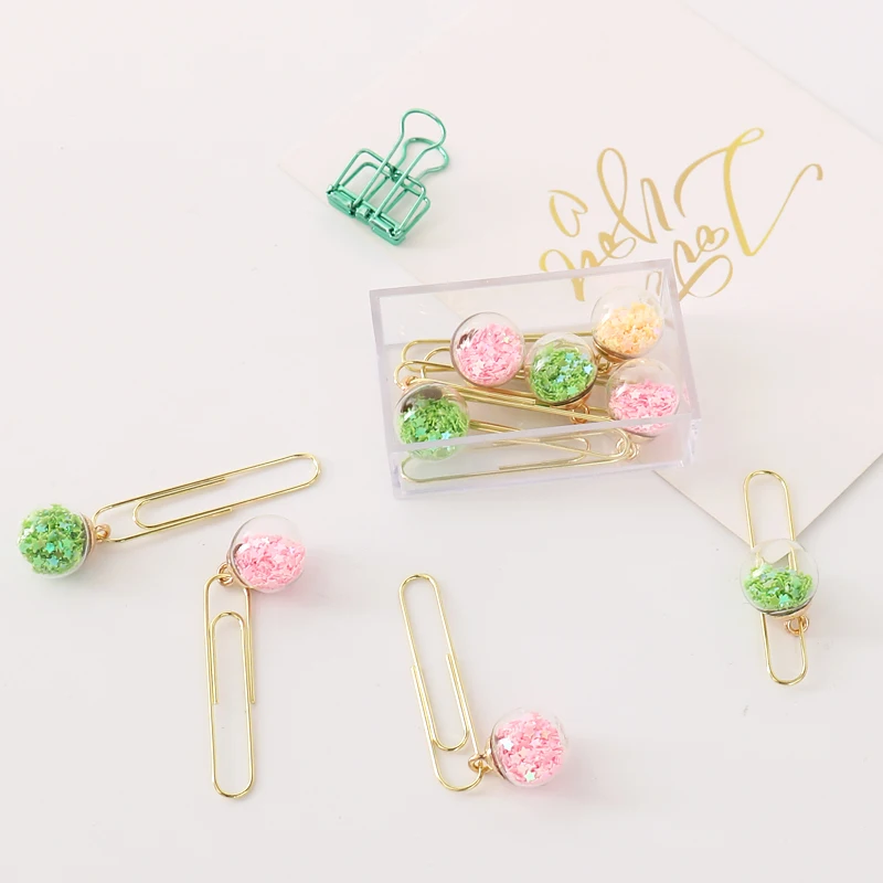 Пачка 5 шт/кор. стеклянный шар скрепки зажимы для заметок DIY металлическая