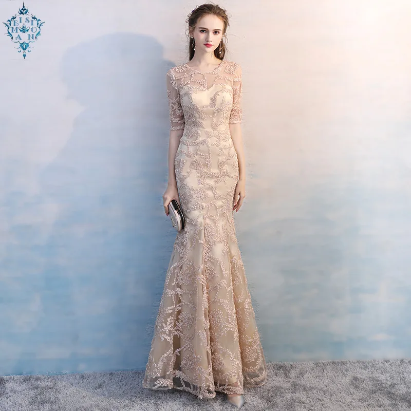

Ameision Vintage Mermaid Evening Dresses With Half Sleeve Cheap Plus Size Formal Party Dress Elegant Robe De Soiree