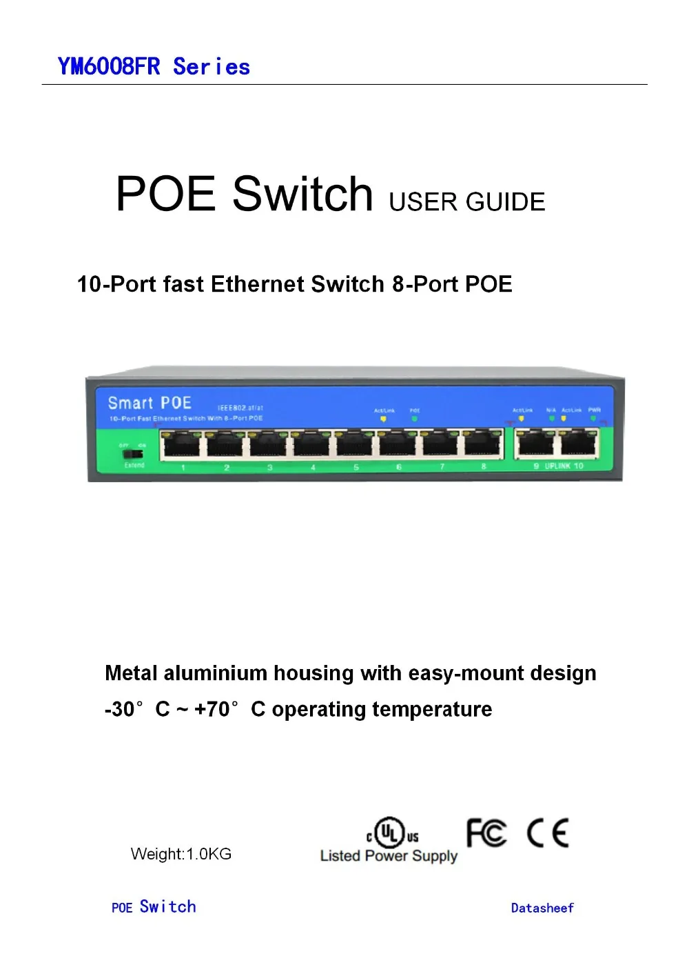 10-Port fast Ethernet Switch 8-Port POE picture 01