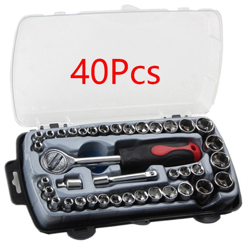 

40Pcs T Shape Car Repair Tool Socket Set Anti-Corrosion Ratchet Wrench Combination Tools For Auto Repair With Carrying Box Kit