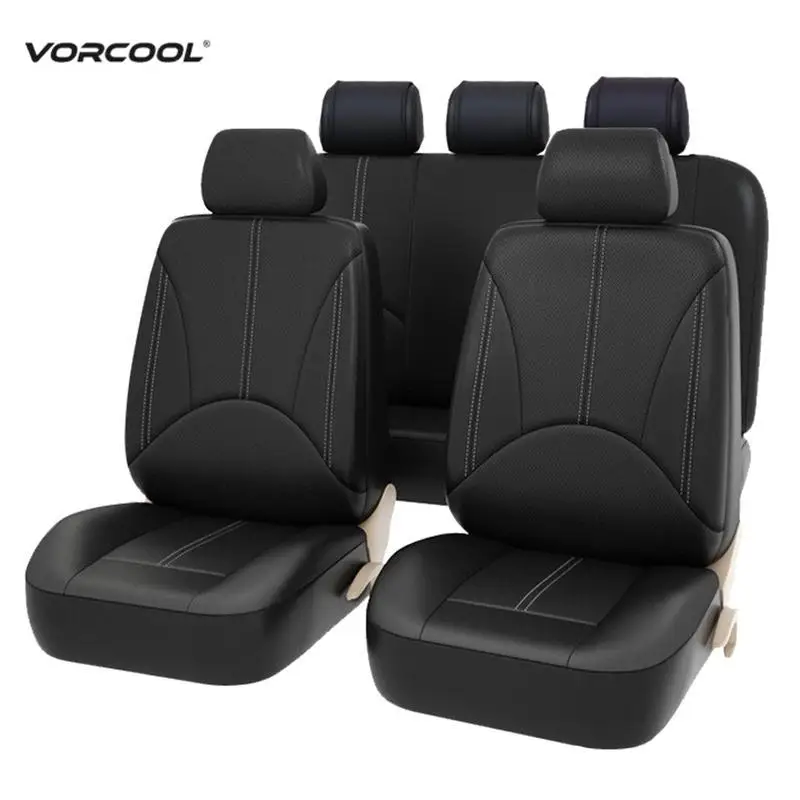 

9 PCS Car PU Leather Seat Covers Waterproof Anti Slip Seat Protectors Pad Front Back Seat Covers For Car SUV Honda Car Styling