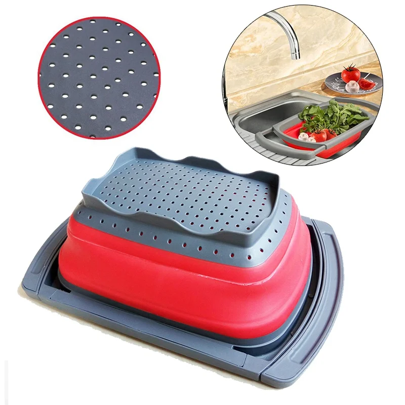2018 Scalable Collapsible Silicone Over The Sink Colander