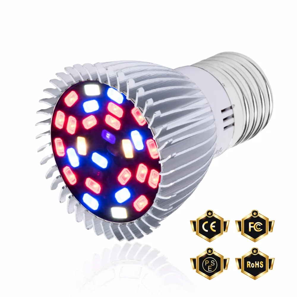 Светодиодный растет Ligth E27 220 V светодиодный полный спектр E14 Фито лампы 18 W 28 лампа