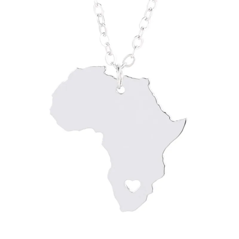 

Trendy Style Stainless Steel Africa Map Necklace High Quality Africa Map Heart Pendant Necklace Women Map Jewellery Gift
