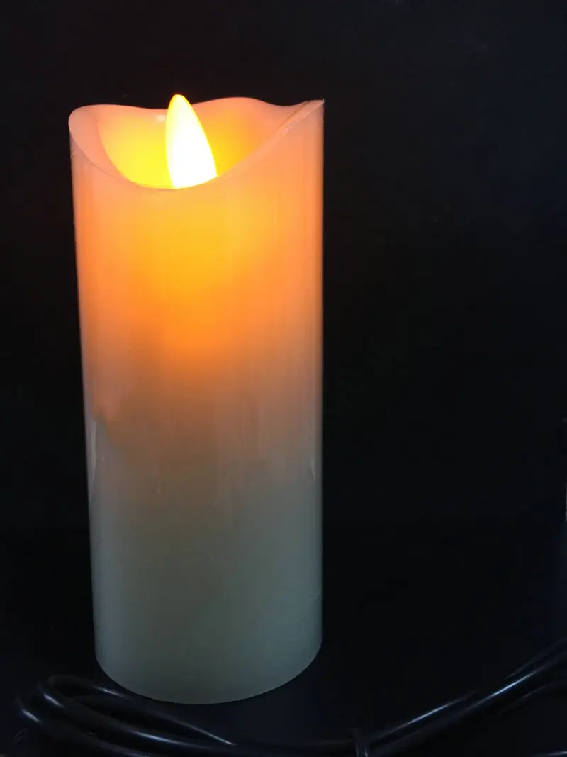 USB powerd Rechargeable led flickering pillar paraffin candle wavy edge moving wick Wedding Xmas Party Home decor 12.5(H)-Amber | Дом и сад