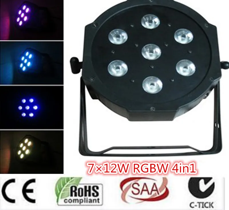 

7x12W LED Flat SlimPar Quad Light 4in1 LED DJ dmx light Wash Light Stage Uplighting No Noise dmx dj light 16pcs/lot