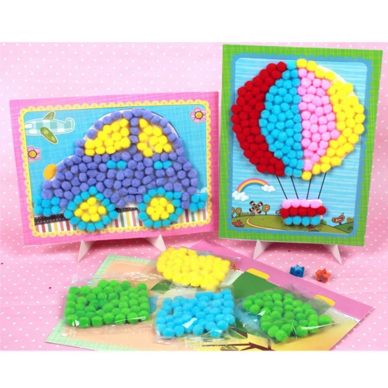 DIY креативные наклейки ручной работы с плюшевыми шариками, детские украшения, красочные художественные мероприятия в детском саду, игрушки для мальчиков и девочек