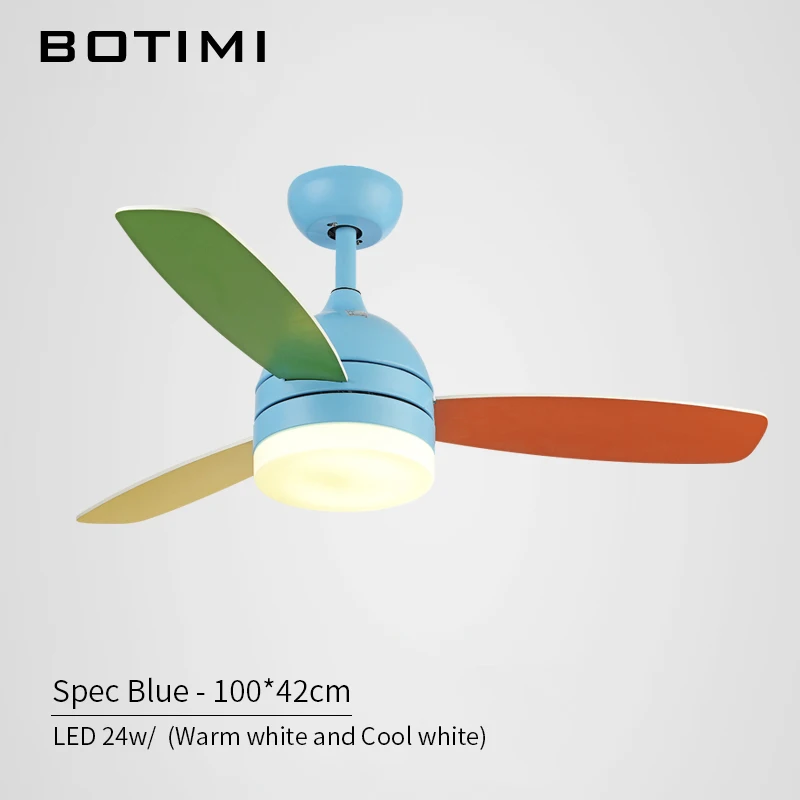 BOTIMI Led потолочные вентиляторы с подсветкой для детской комнаты Ventilador De Teto 220 В потолочные вентиляторы лампа для спальни Вентилятор охлаждения освещение - Цвет лезвия: Blue Base