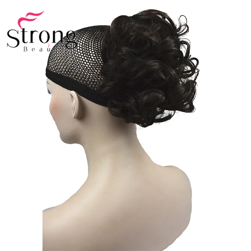 StrongBeauty короткий кудрявый зажим в Коготь Конский хвост наращивание волос синтетические волосы кусок 80 г с челюстью/коготь клип - Цвет: 4 Dark Brown