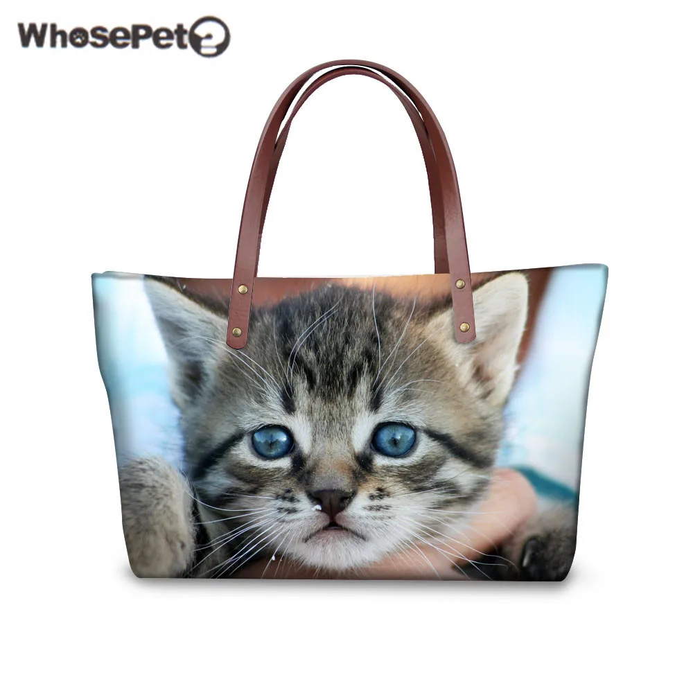 

WHOSEPET Women Fashion Handlebags Lovely Cats Tote Ladies Top Handle Bags Women's 3D Printing Shoulder Bags Casual Totes Mujer