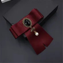 Элегантный галстук-бабочка для мужчин и женщин в деловом стиле, для свадебной вечеринки, с жемчужинами и бусинами, для девочек, для школы, с кристаллами, эластичная лента, Униформа, лента, галстук-бабочка