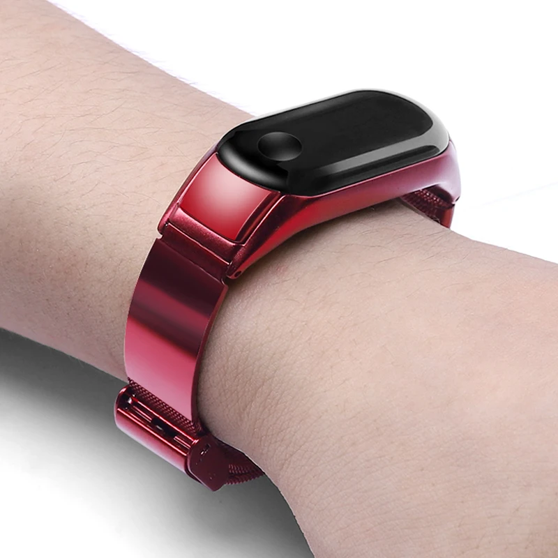 Браслет для xiaomi mi band 3 ремешок металлический из нержавеющей стали 4 сменный miband 3/4