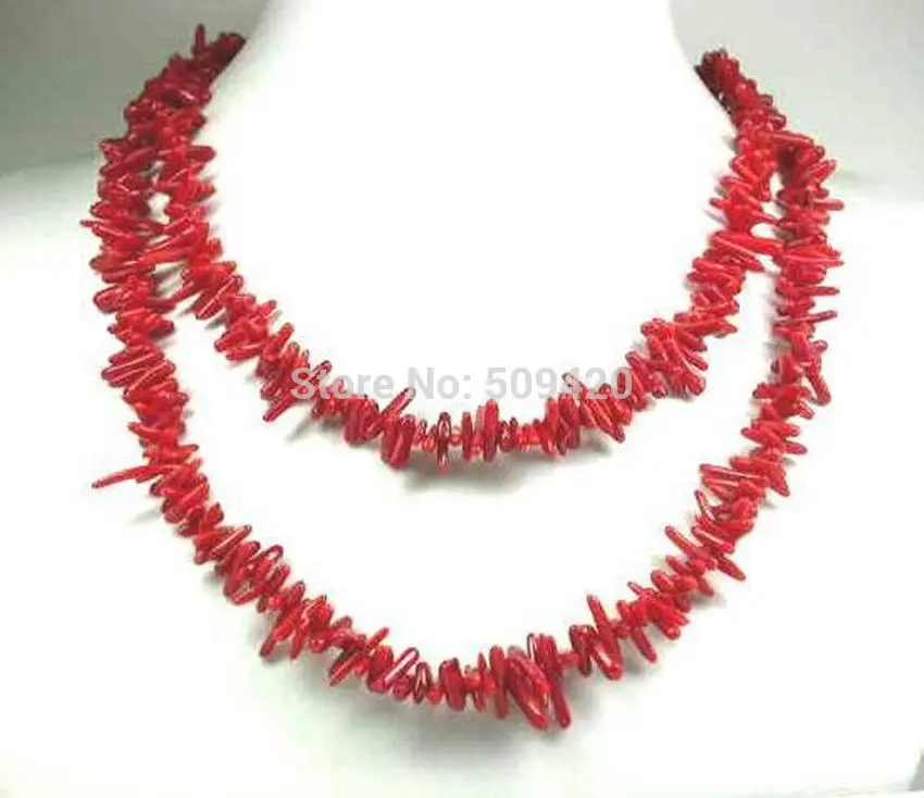 

Wholesale>>>long 30'inch Asia Natural red branch coral Necklace #@