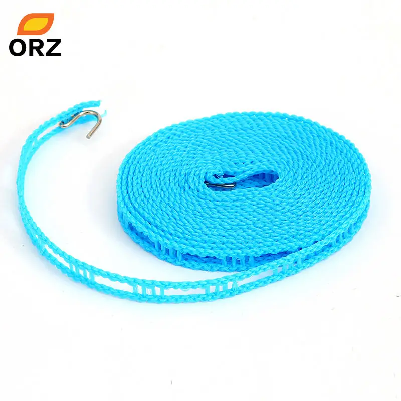 

ORZ 5m Length Clothes Drying Hangers Outdoor Anti Slip Slide Rope Clothesline Washing Line With Metal Hook Laundry Storage Racks