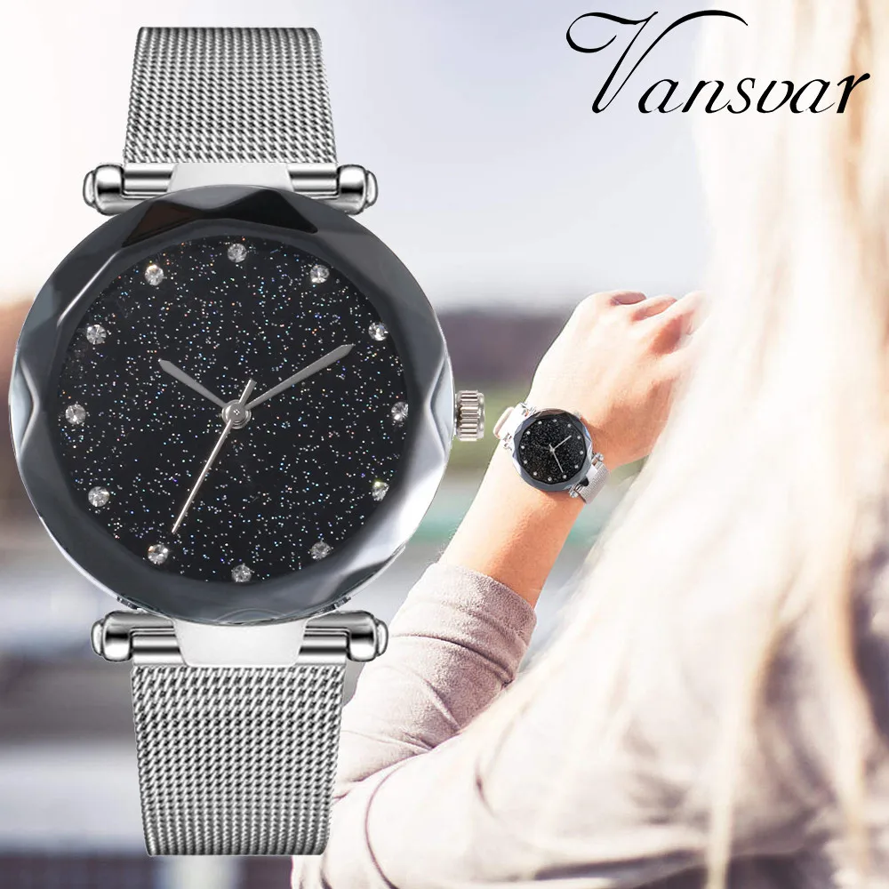 

Vansvar Top Brand Silver Luxury Women Dress Watch Rhinestone Crystal Quartz Watches Magic Women Wrist Watch Female reloj mujer