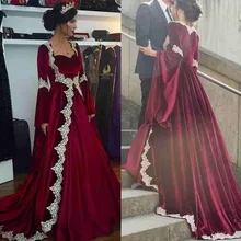 Бургундское мусульманское Абая бархатное вечернее платье с длинным рукавом Caftan Дубай формальное платье для выпускного вечера vestidos de fiesta de noche